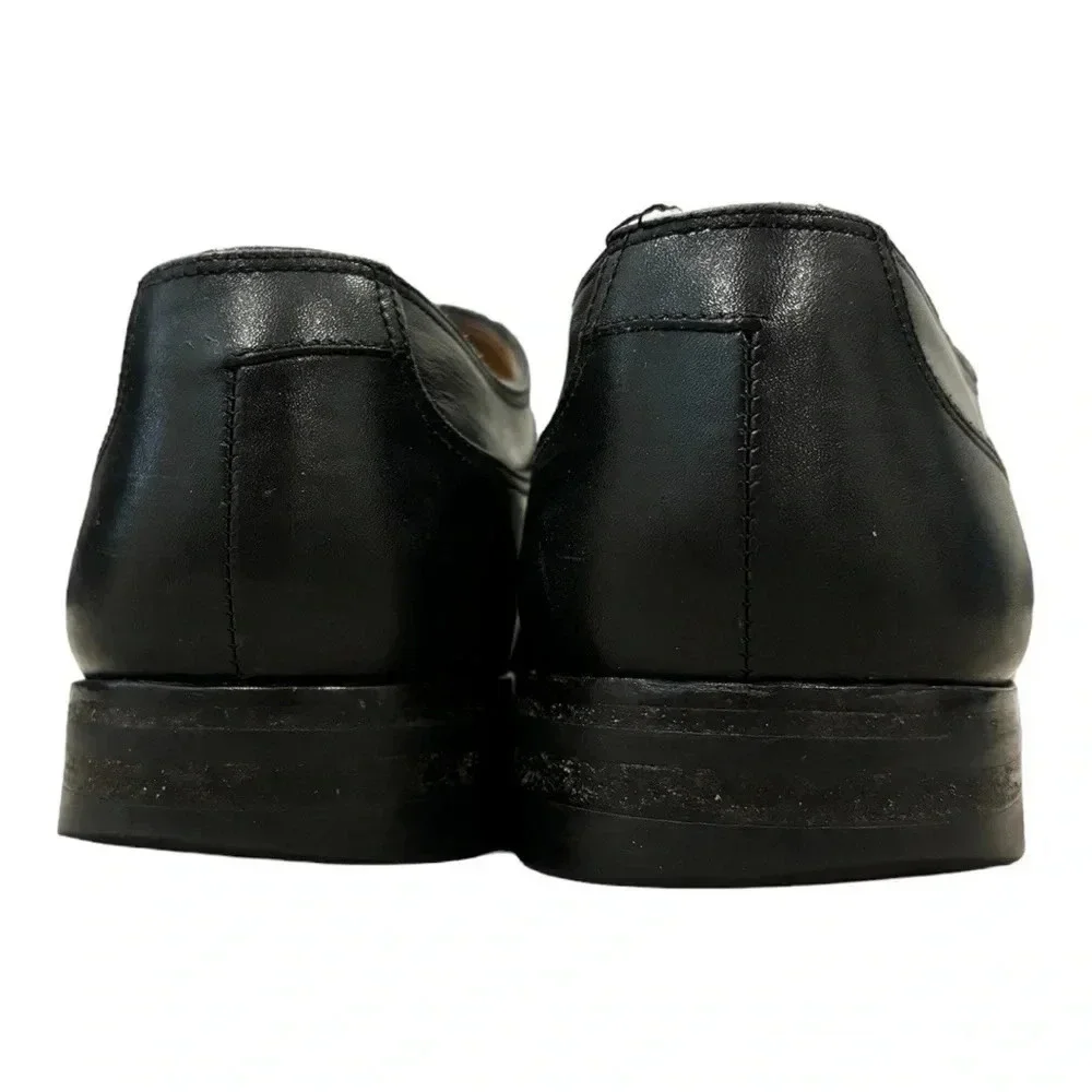 Salvatore Ferragamo Black Leather Apron Toe Derby Dress Shoes Mens Size 8 Italy